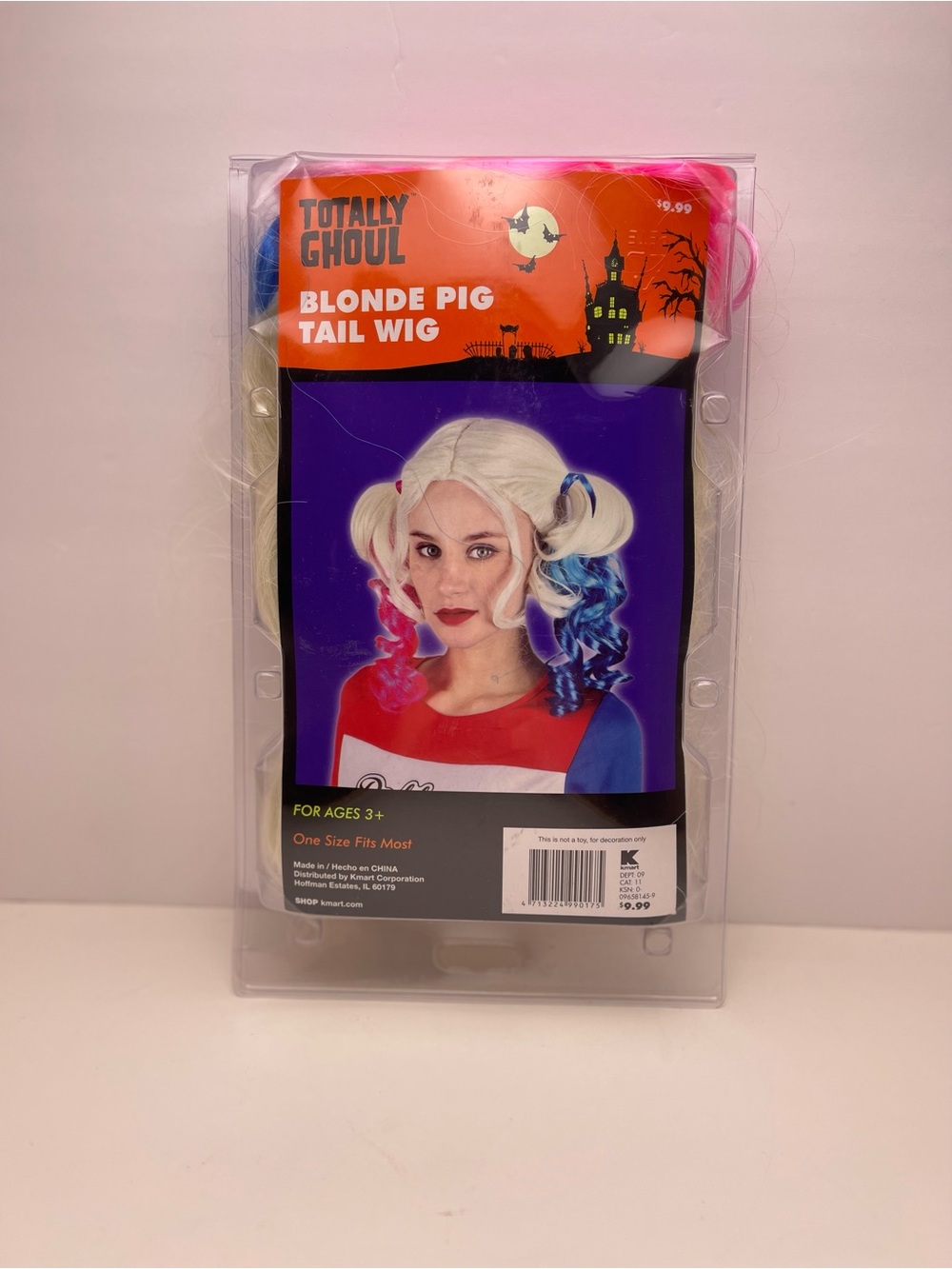 Totally Ghoul Blonde Twisted Pink&Blue Pig Tail One Size Harley Quinn Wig